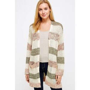 Striped Open-Front Cardigan Sweater